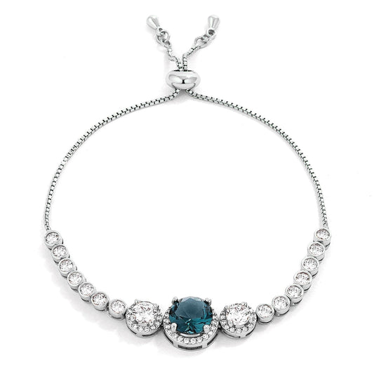 Adjustable Rhodium Plated Graduated Cubic Zirconia Bolo Style Tennis Bracelet Bracelets Das Juwel 