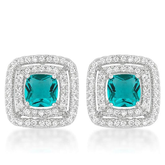 Aqua Halo Stud Earrings Earrings Das Juwel 