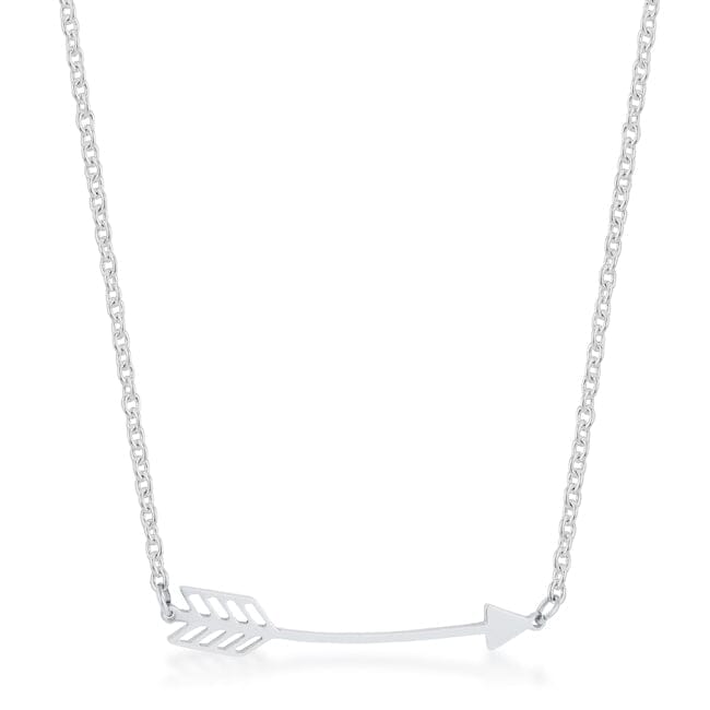 Arianna Rhodium Stainless Steel Arrow Necklace Necklaces Das Juwel 