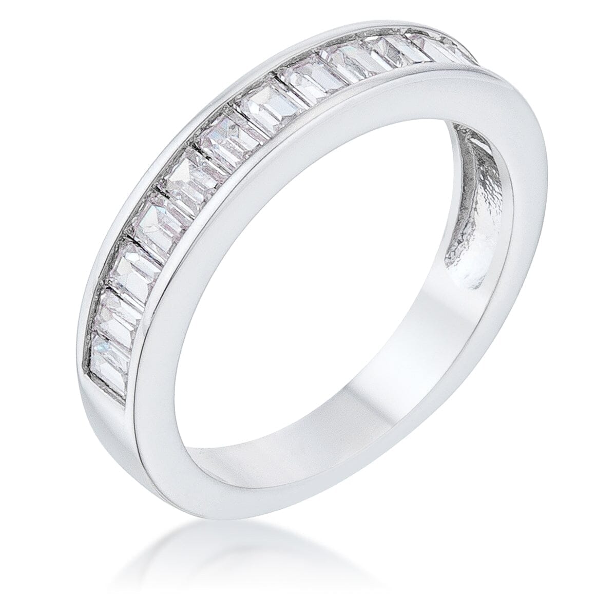 Baguette Cut Cubic Zirconia Rhodium Wedding Band Rings Das Juwel 