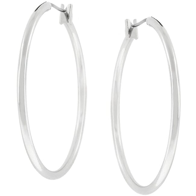 Basic Silvertone Finish Hoop Earrings Earrings Das Juwel 