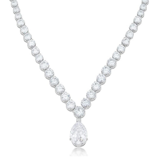 Bejeweled Cubic Zirconia Pear Drop Necklace Necklaces Das Juwel 