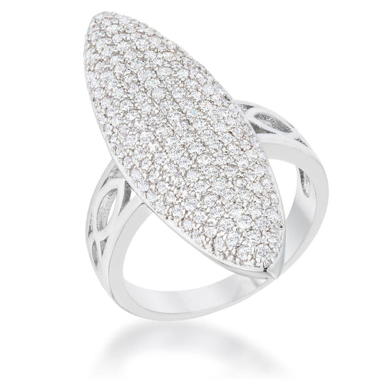 Bella 2.3ct Cubic Zirconia Rhodium Contemporary Cocktail Ring Rings Das Juwel 