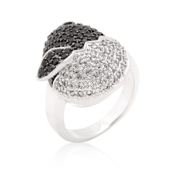 Black and White Cubic Zirconia Baby Chick Ring Rings Das Juwel 