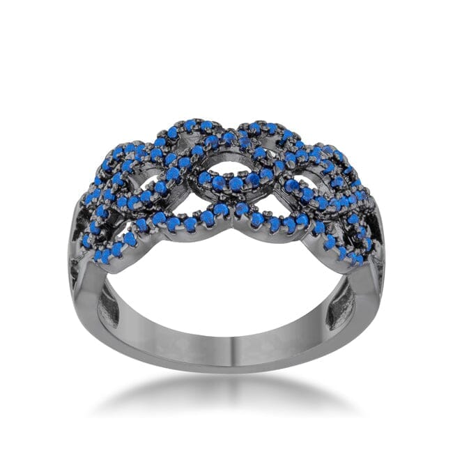 Brina 0.4ct Sapphire Cubic Zirconia Hematite Twist Ring Rings Das Juwel 