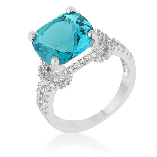 Charlene 6.2ct Aqua Cubic Zirconia Rhodium Classic Statement Ring  