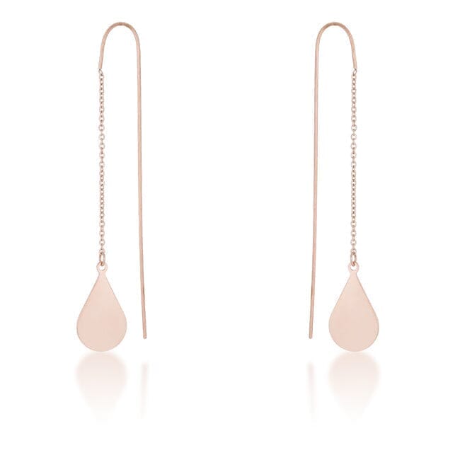 Chloe Rose Gold Stainless Steel Teardrop Threaded Drop Earrings Earrings Das Juwel 