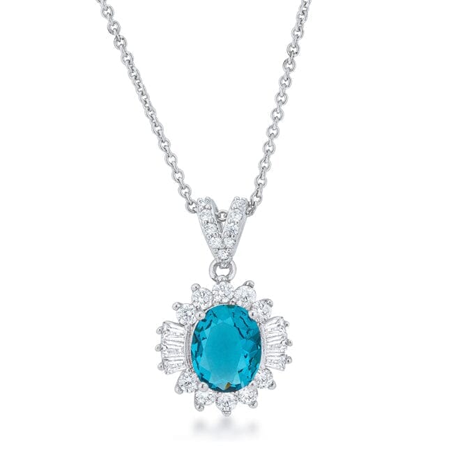 Chrisalee 3.2ct Aqua Cubic Zirconia Classic Drop Necklace Pendants Das Juwel 