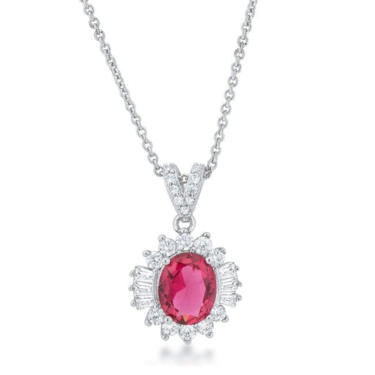 Chrisalee 3.2ct Ruby Cubic Zirconia Rhodium Classic Drop Necklace  