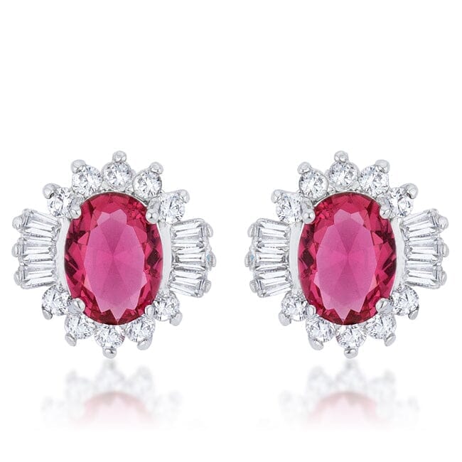 Chrisalee 3.3ct Ruby Cubic Zirconia Rhodium Classic Stud Earrings Earrings Das Juwel 