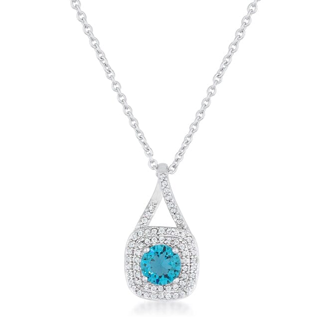Christal 1.2ct Aqua Cubic Zirconia Rhodium Classic Necklace  