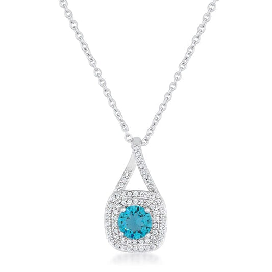 Christal 1.2ct Aqua Cubic Zirconia Rhodium Classic Necklace  