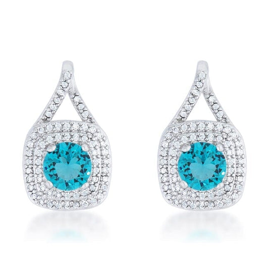 Christal 2.3ct Aqua Cubic Zirconia Rhodium Classic Drop  