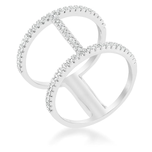 Christina 0.3ct Cubic Zirconia Rhodium Open Contemporary Wide Ring  