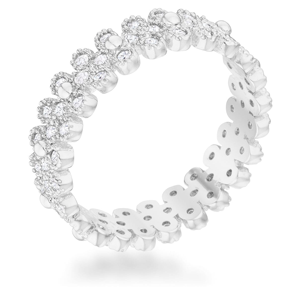 Clara 1ct Cubic Zirconia Rhodium Textured Bezel Set Eternity Ring Rings Das Juwel 