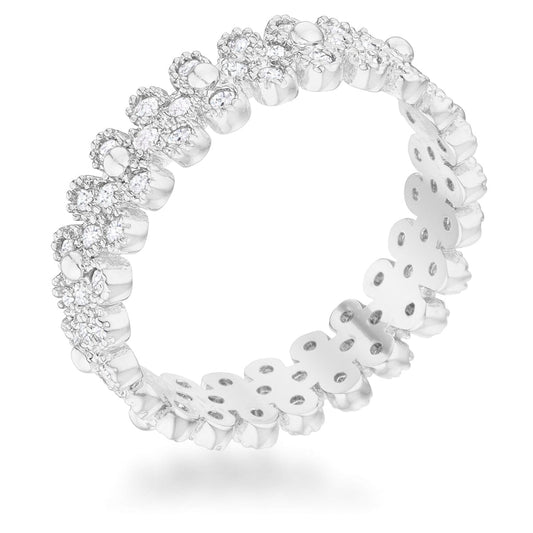 Clara 1ct Cubic Zirconia Rhodium Textured Bezel Set Eternity Ring Rings  