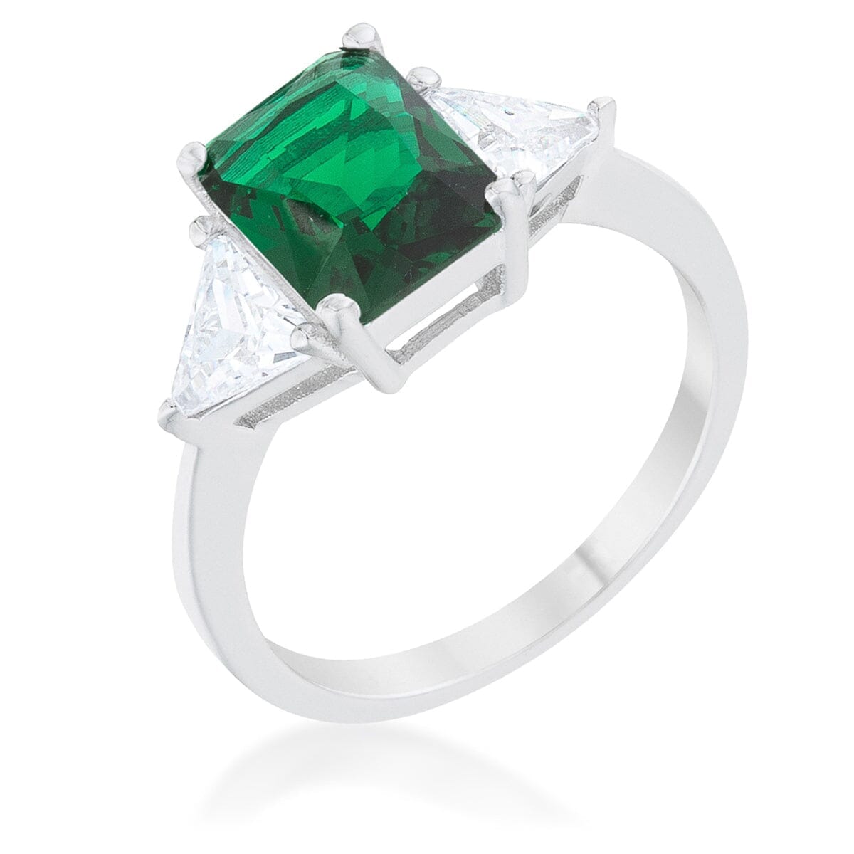 Classic Emerald Rhodium Engagement Ring Rings Das Juwel 