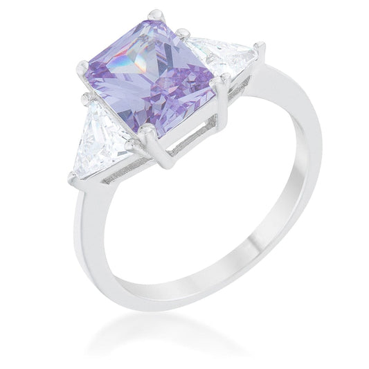 Classic Lavender White Gold Rhodium Engagement Ring  