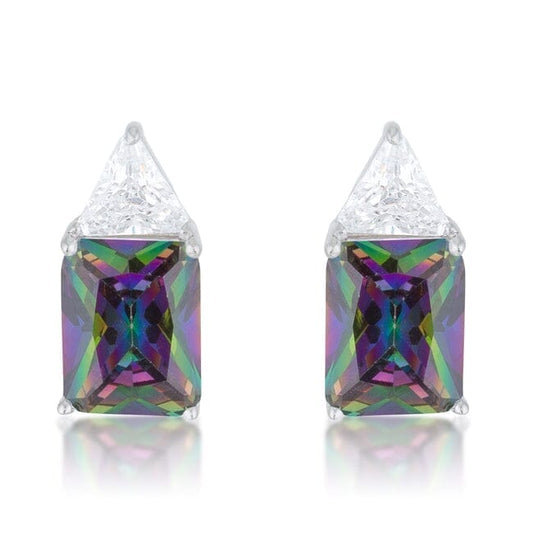 Classic Mystic Cubic Zirconia Rhodium Stud Earrings Earrings Das Juwel 