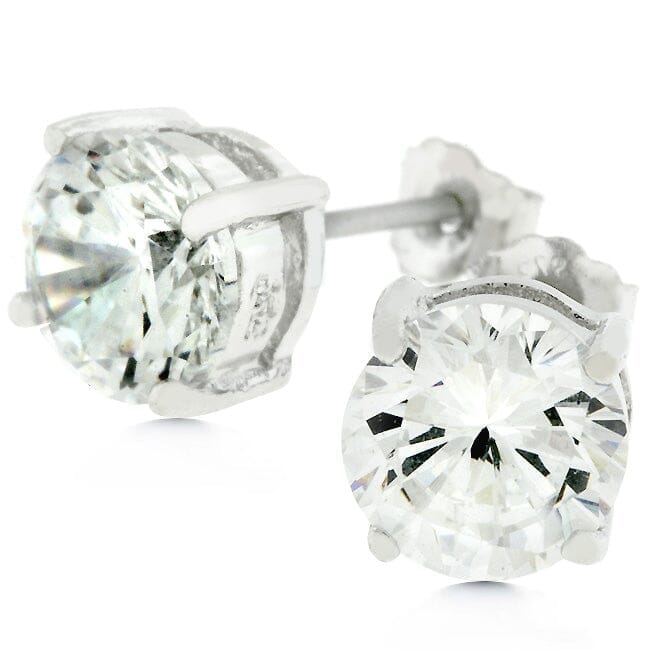 Clear Silver Round Studs 6.25 MM Earrings Earrings Das Juwel 