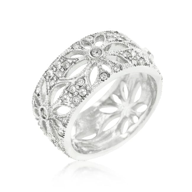 Crystal Floral Filigree Band Rings Das Juwel 