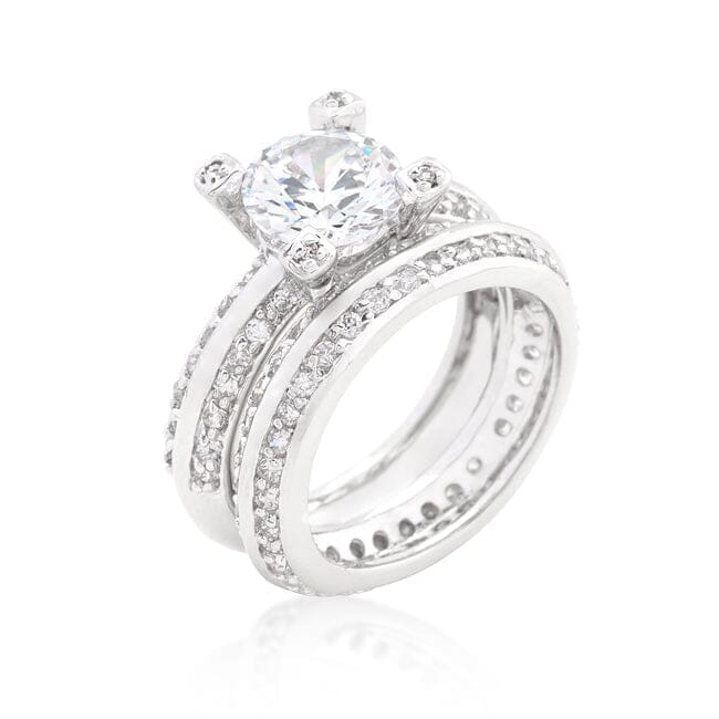 Cubic Zirconia Round Cut Pave Ring Set Rings Das Juwel 