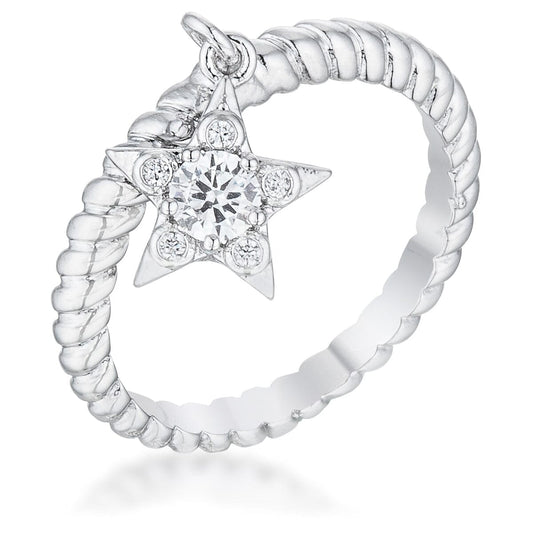 Cubic Zirconia Star Charm Fashion Ring  