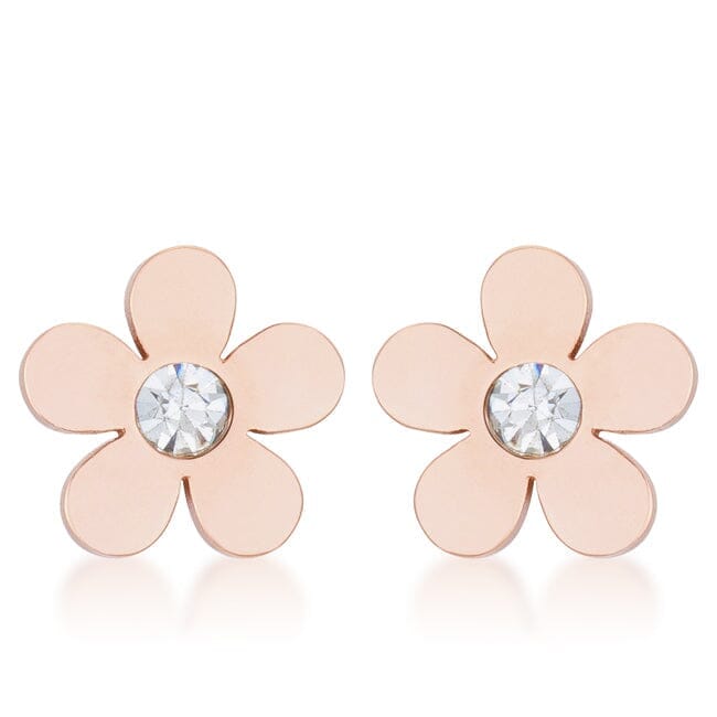 Daisy 0.3ct Cubic Zirconia Rose Gold Stainless Steel Flower Stud Earrings Earrings Das Juwel 