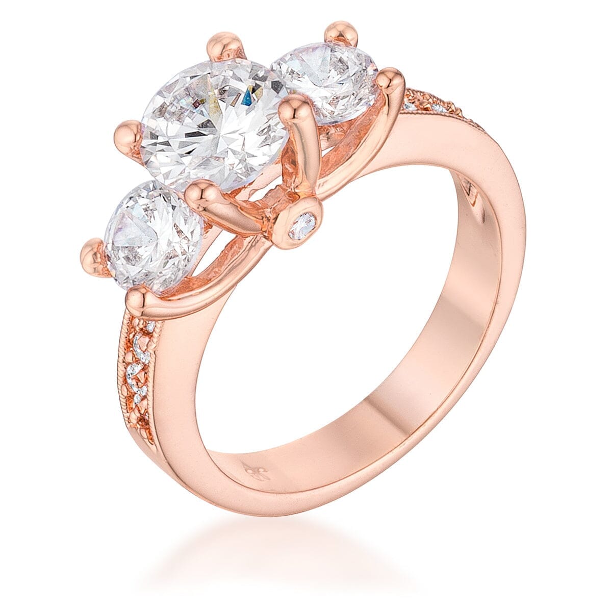 Dazzling Three Stone Engagement Ring with Cubic Zirconia Rings Das Juwel 