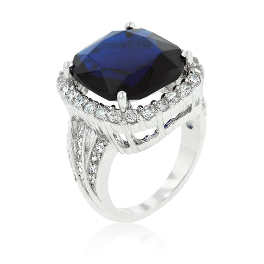 Deep Blue Sapphire Engagement Ring  