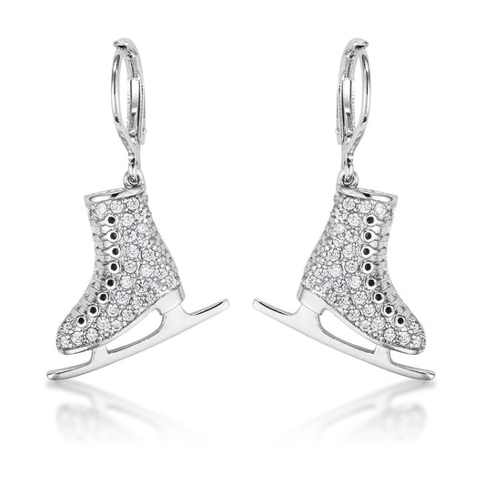 Delicate .85Ct Rhodium Plated Ice Skate  
