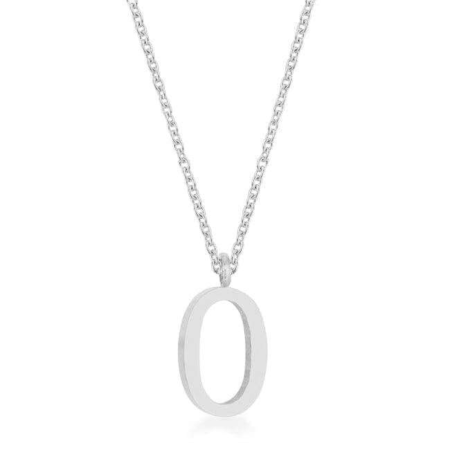 Elaina Rhodium Stainless Steel O Initial Necklace Pendants Das Juwel 