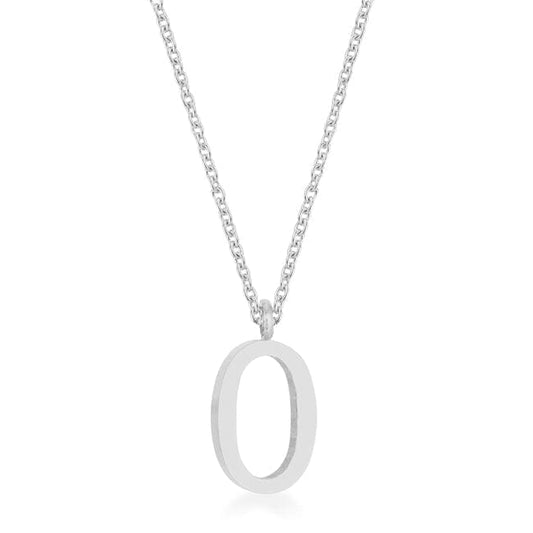 Elaina Rhodium Stainless Steel O Initial Necklace Pendants Das Juwel 