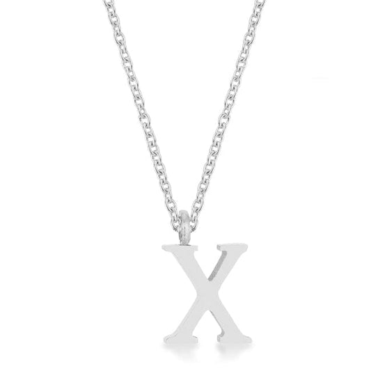 Elaina Rhodium Stainless Steel X Initial Necklace Pendants Das Juwel 