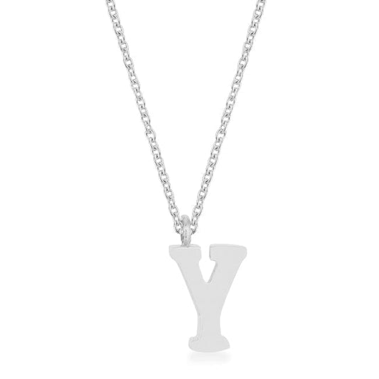 Elaina Rhodium Stainless Steel Y Initial Necklace Pendants Das Juwel 