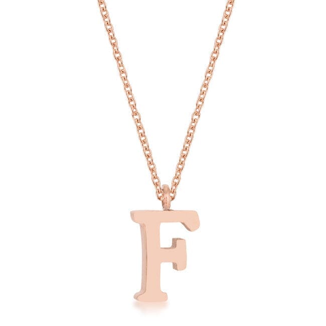 Elaina Rose Gold Stainless Steel F Initial Necklace Pendants Das Juwel 