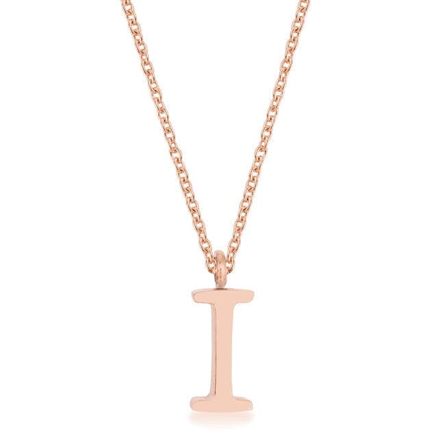 Elaina Rose Gold Stainless Steel I Initial Necklace Pendants Das Juwel 