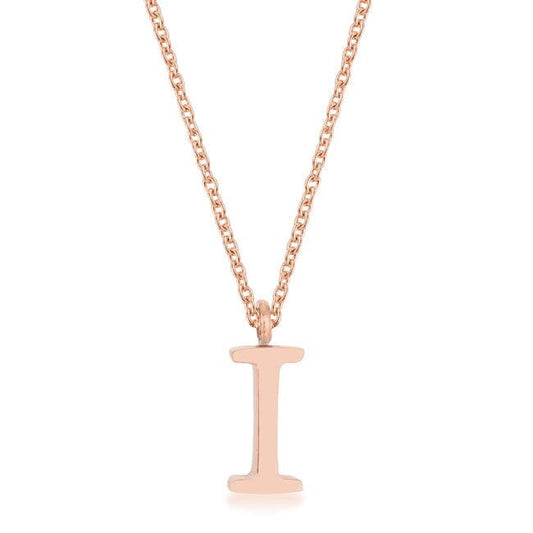 Elaina Rose Gold Stainless Steel I Initial Necklace Pendants Das Juwel 