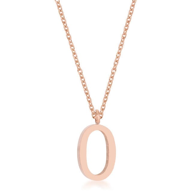 Elaina Rose Gold Stainless Steel O Initial Necklace Pendants Das Juwel 