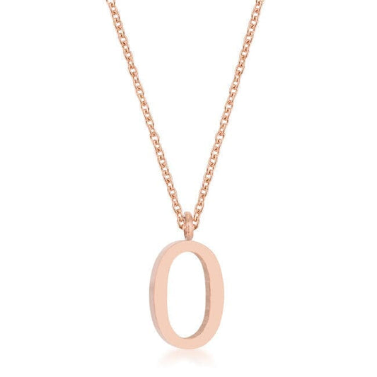 Elaina Rose Gold Stainless Steel O Initial Necklace Pendants Das Juwel 