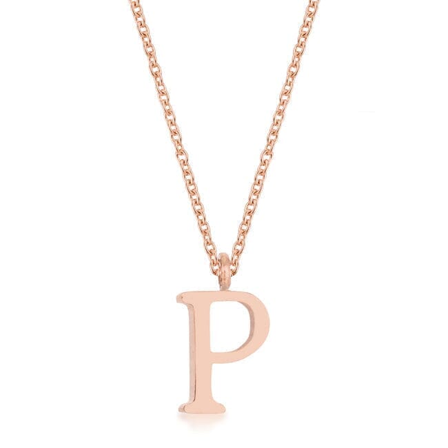 Elaina Rose Gold Stainless Steel P Initial Necklace Pendants Das Juwel 