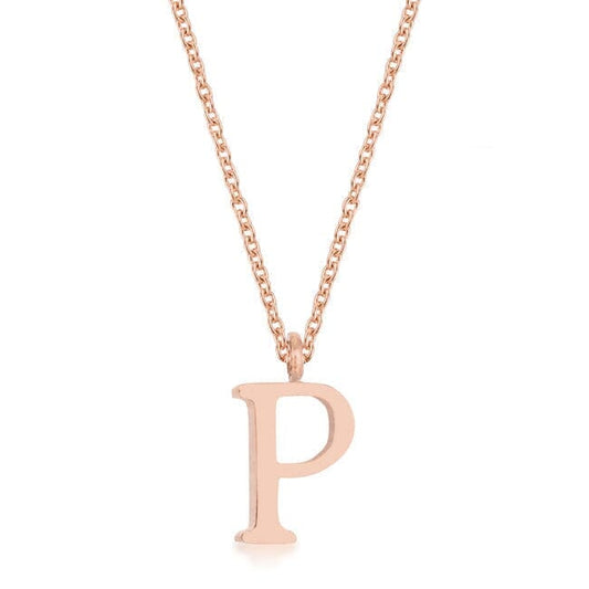 Elaina Rose Gold Stainless Steel P Initial Necklace Pendants Das Juwel 