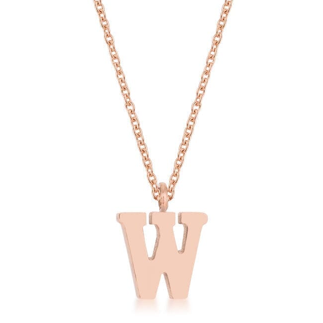 Elaina Rose Gold Stainless Steel W Initial Necklace Pendants Das Juwel 