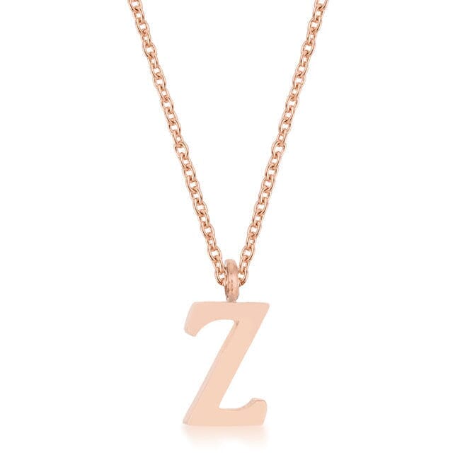Elaina Rose Gold Stainless Steel Z Initial Necklace Pendants Das Juwel 
