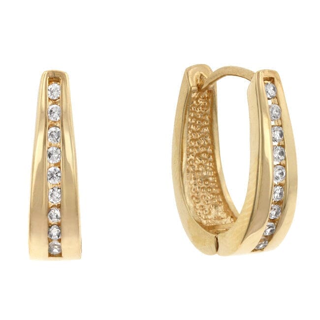 Elegant Goldtone Finish Cubic Zirconia Hoop Earrings Earrings Das Juwel 