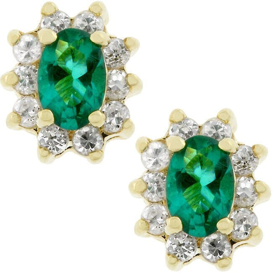 Emerald Flower Stud Earrings Earrings Das Juwel 