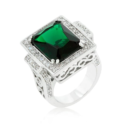 Emerald Green Classic Cocktail Ring  