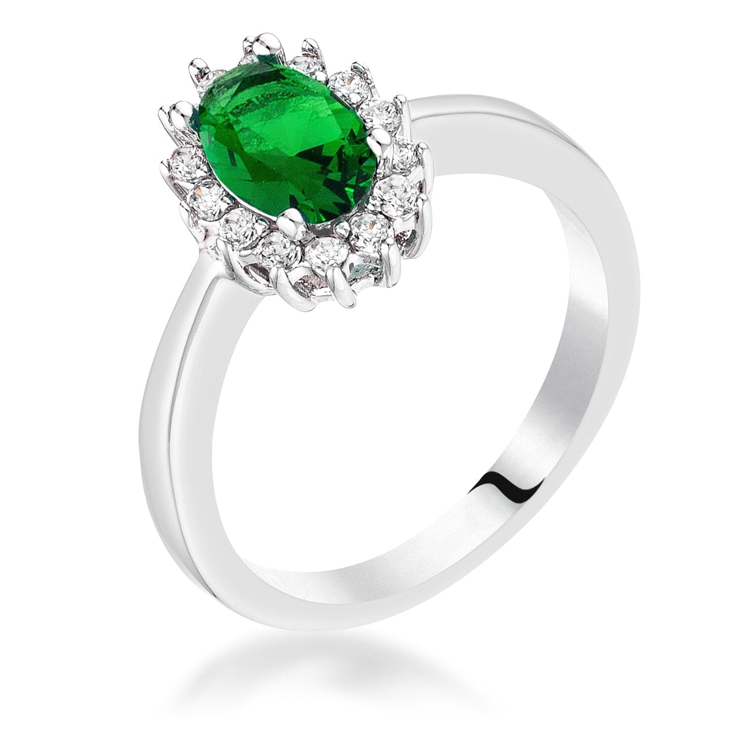 Emerald Green Cubic Zirconia Petite Oval Ring Rings Das Juwel 