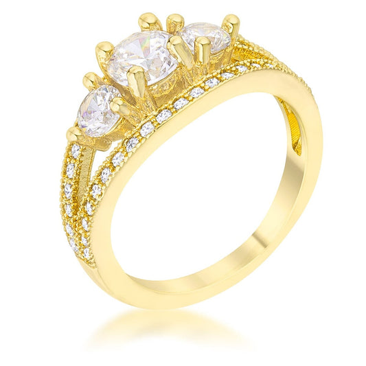 Geneviere 1.45ct Cubic Zirconia 14k Gold Classic Ring  