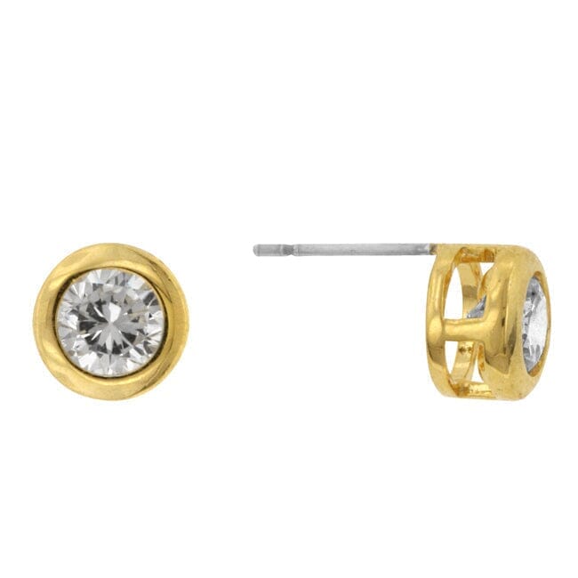 Gold Bezel Stud Earrings Earrings Das Juwel 